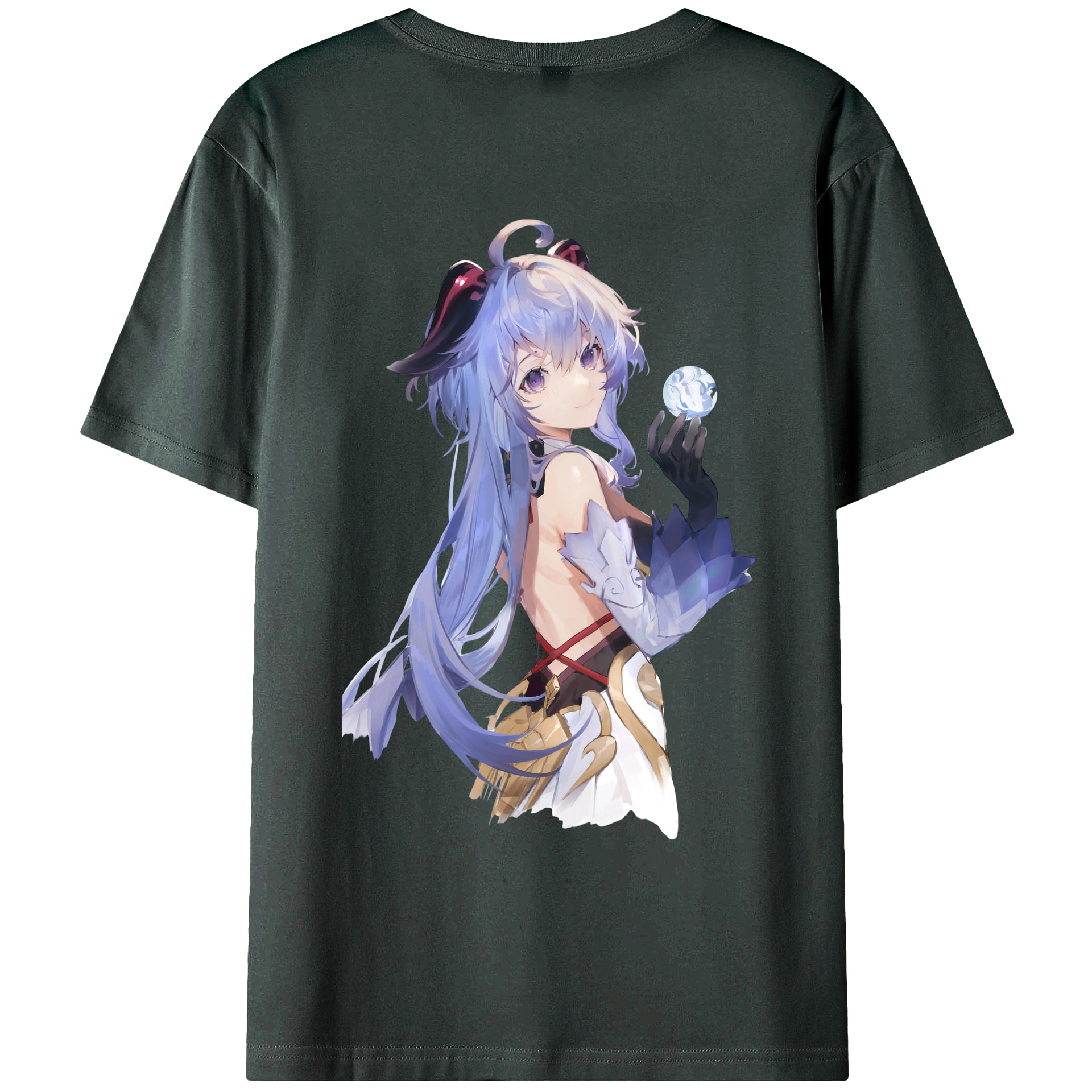 げんし神 甘雨 かんう genshin Ganyu 綿100％ メンズ半袖Tシャツ（バックプリント） 通気性